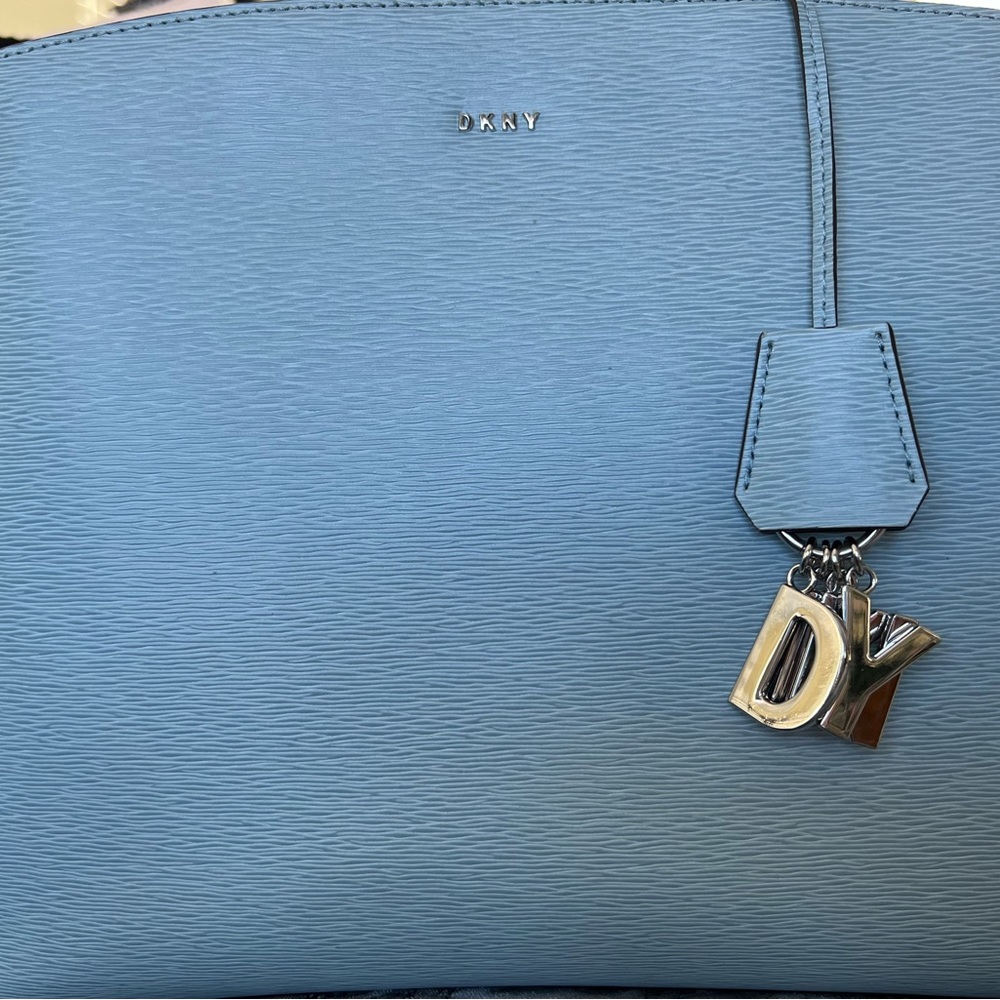 Light Blue Medium/Silver Satchel with Convertible Crossbody Strap